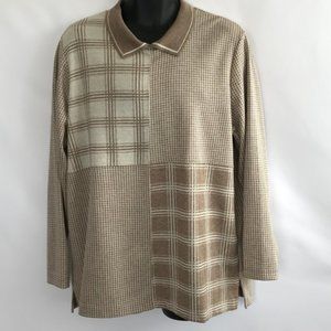 Cricket Lane beige block shirt